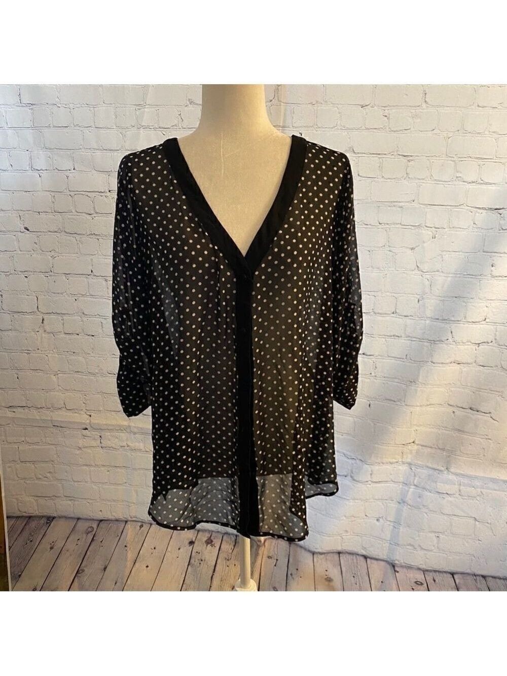 **3 for $15** Torrid Sheer Overlay Blouse (Sz 0)
